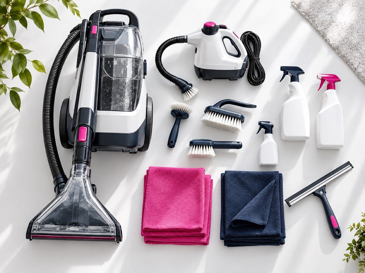 Matériel professionnel de nettoyage : injecteur-extracteur, vapeur, brosses, microfibres